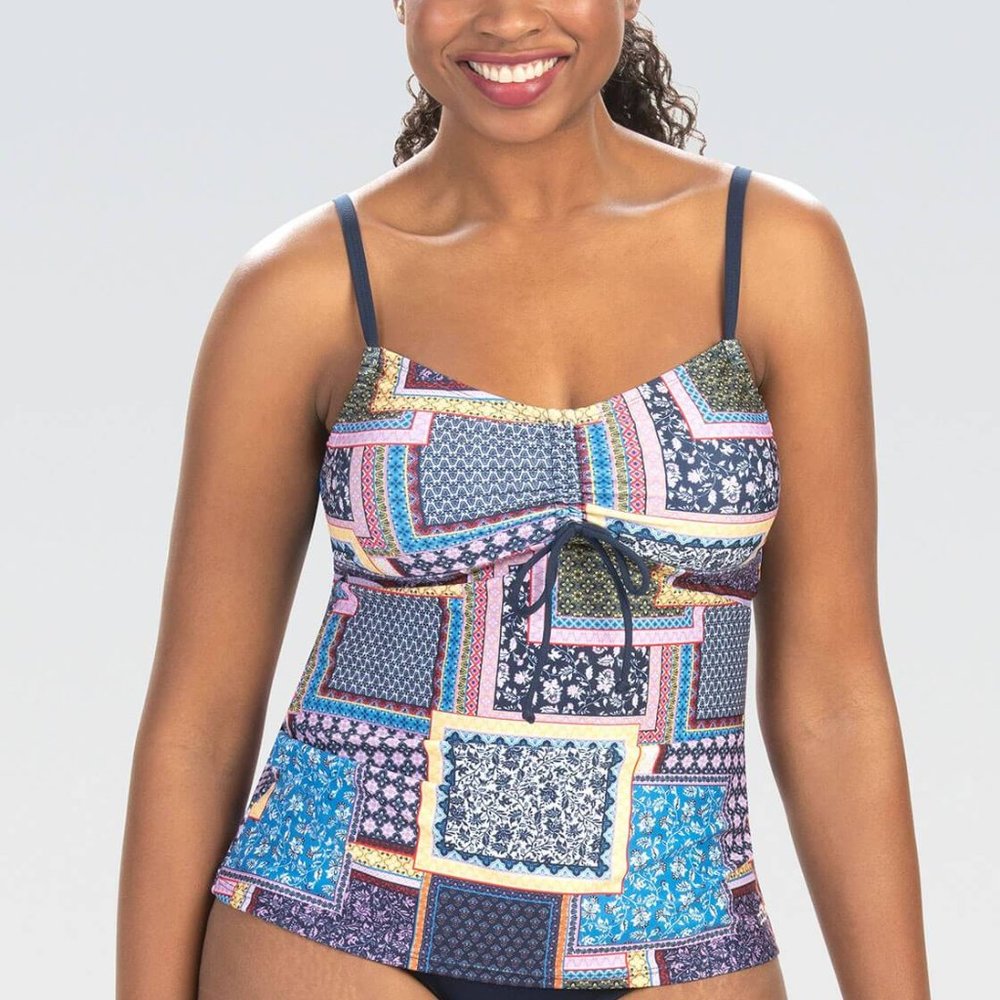 NEW Dolfin Aquashape Byzantine Tie-Front Tankini Swim Top M